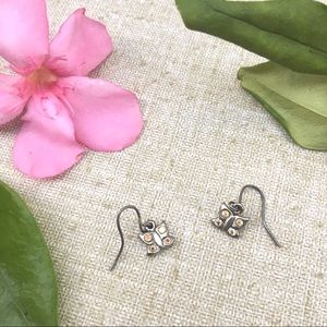 Silver Crystal Stone Butterfly Earrings Hippie